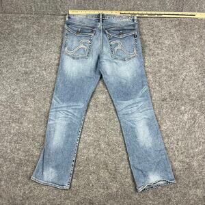 Rock & Republic Jeans Womens Size 32x30 Blue‎ Straight Denim Distressed Casual